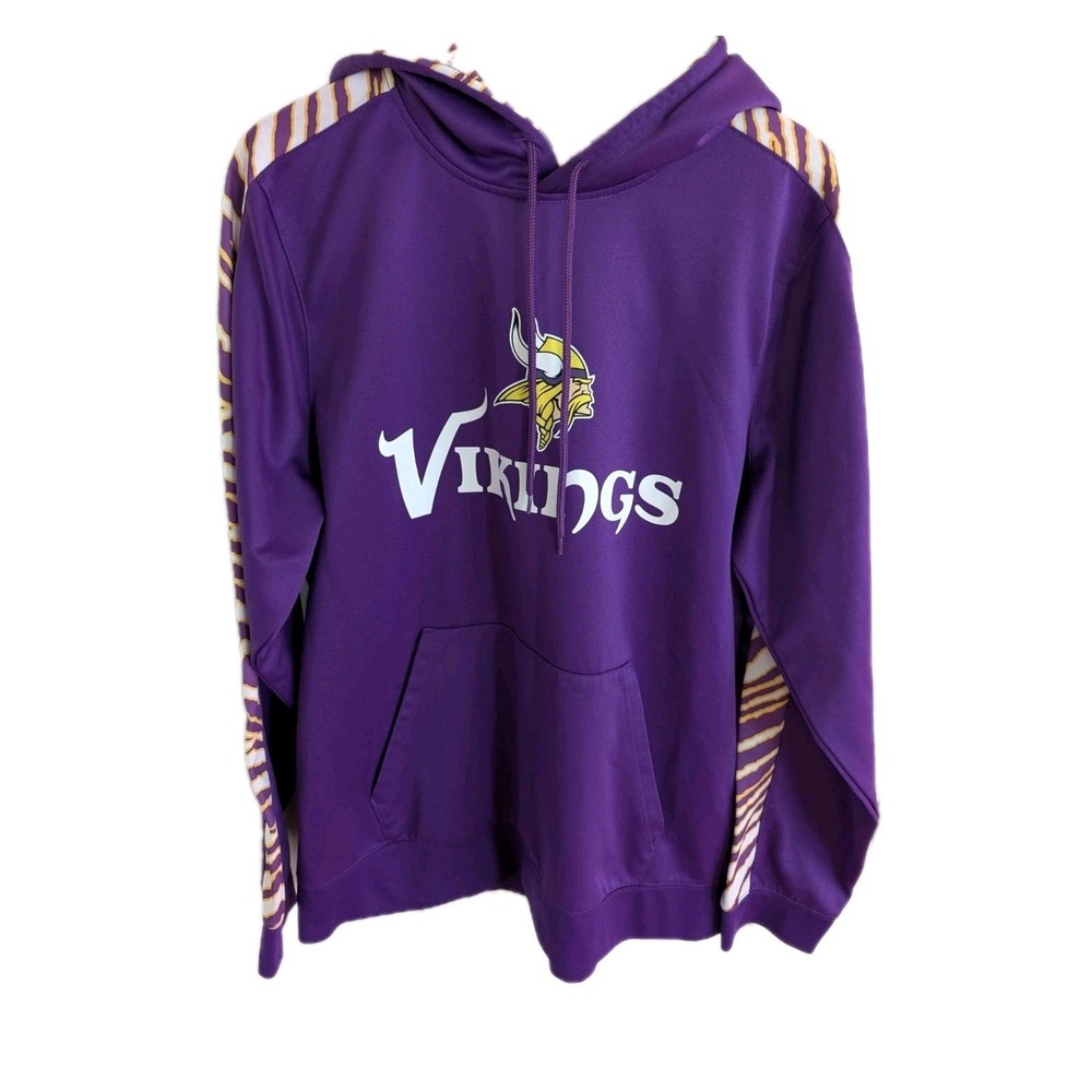 Zubaz Minnesota Vikings Hoodie Mens L Purple Football Pullover Sweatshirt NFL MN